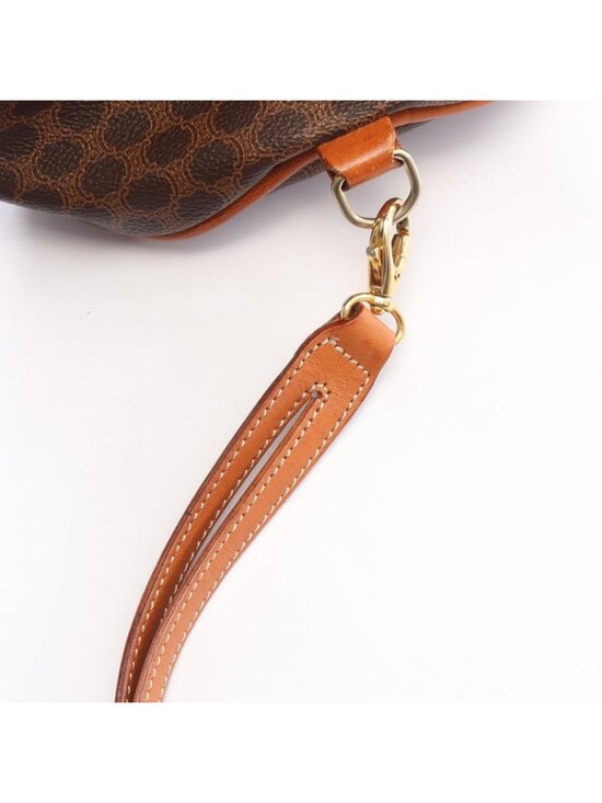 Celine Backpack Macadam Drawstring Dark Brown Canvas Leather Mini main image 4